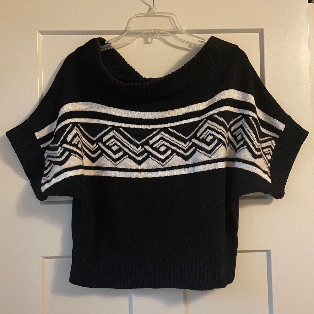 Black White Off-Shoulder Sweater - Size XS - WHBM
